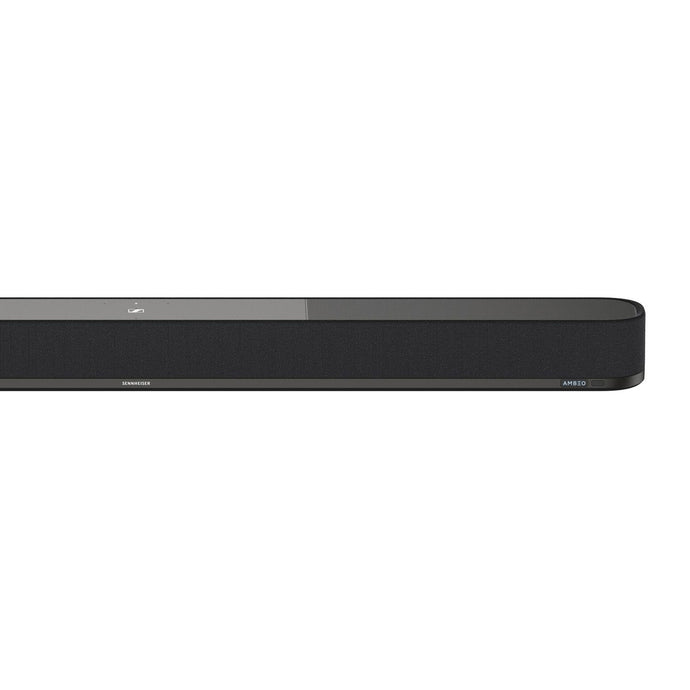 Black Sennheiser AMBEO soundbar Plus on a white background